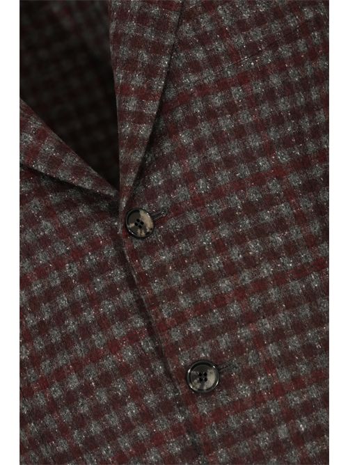 Giacca monopetto in pura lana check Bordeaux Grigio SARTORIO NAPOLI | SG1250 SS058108000